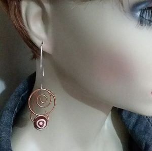 SUPER BATIQUED AFRICAN trade beads copper earrings